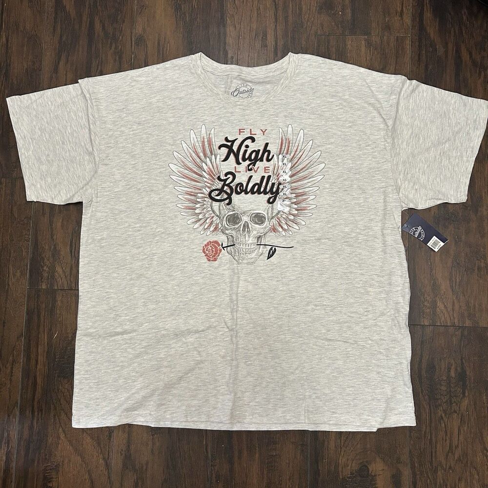 Fly High Live Boldly Skull Rose Graphic Women’s XL Tshirt NWOT